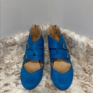 Blue Women's Shoes with Buckle Straps